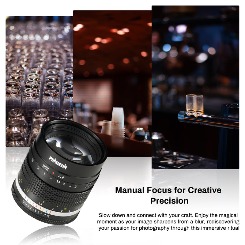Pergear 50mm F1.2 APS-C MF-Objektiv mit großer Blendenöffnung für X/E/Z/RF- und M4/3-Bajonettkameras