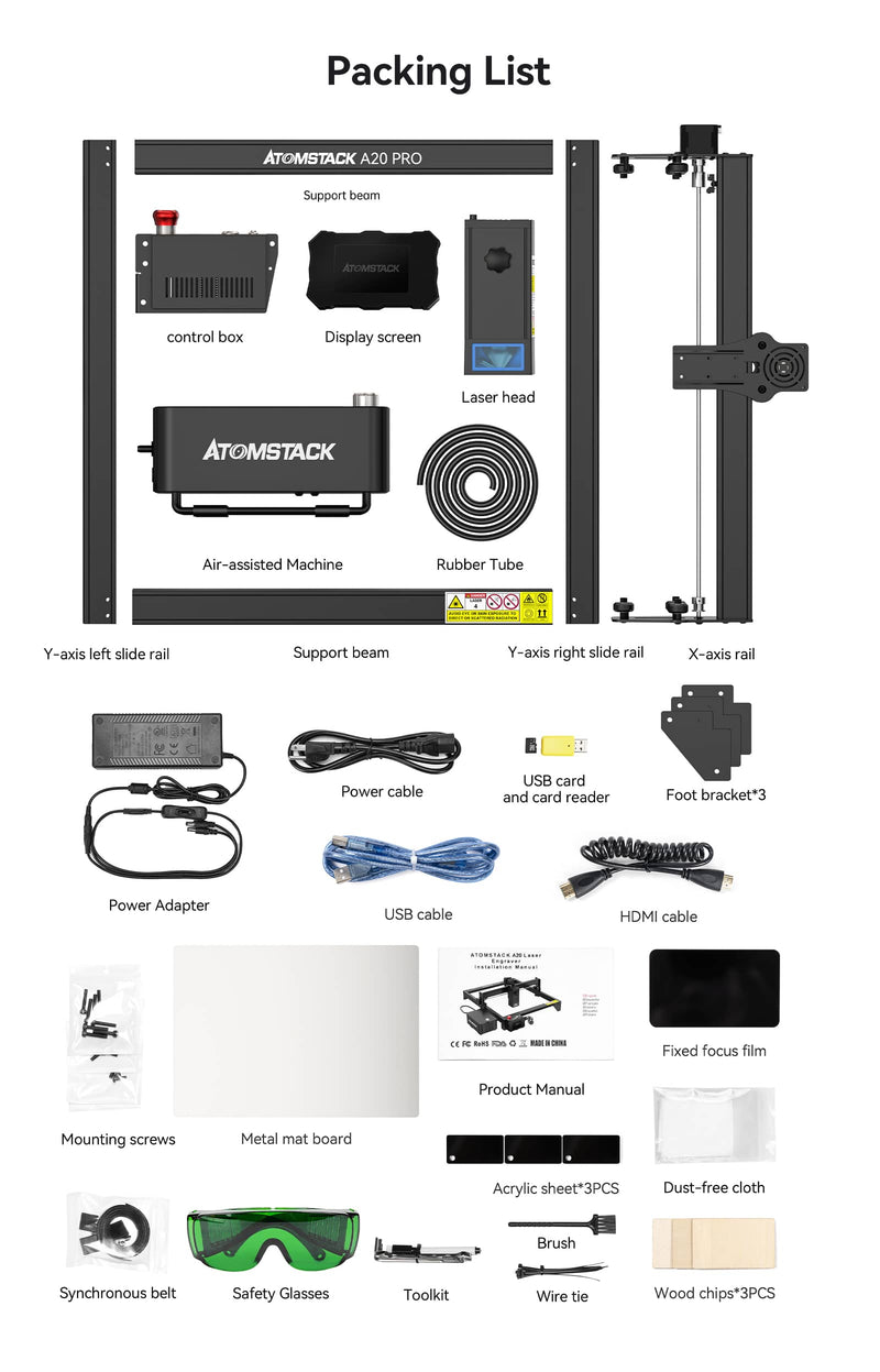 Atomstack A20 Pro, X20 Pro, S20 Pro Lasergravur- und Schneidemaschine