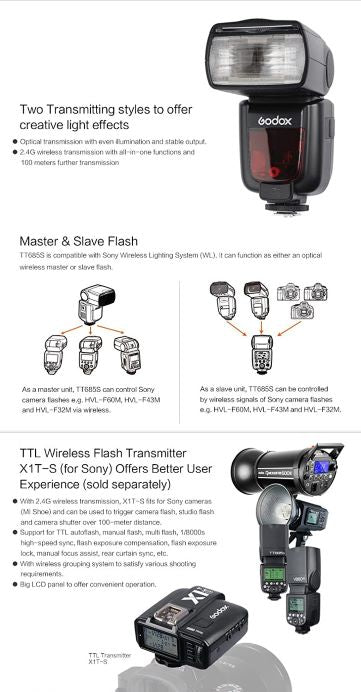 Godox TT685S HSS TTL Blitz Blitzgerät mit X1T Trigger für Sony