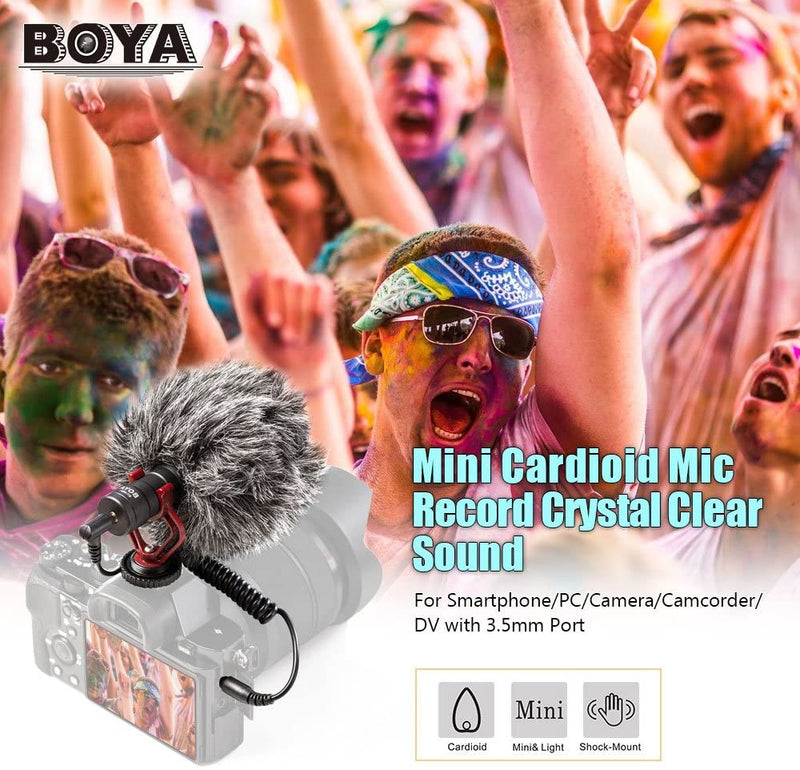 BOYA Kondensatormikrofon Funk-Mikrofon-System Lavalier-Mikrofon Dual-Channel Shotgun Kardiode Mikrofonsystem für DSLR Video Kamera Camcorder Smartphone iPhone PC Videoproduktionen