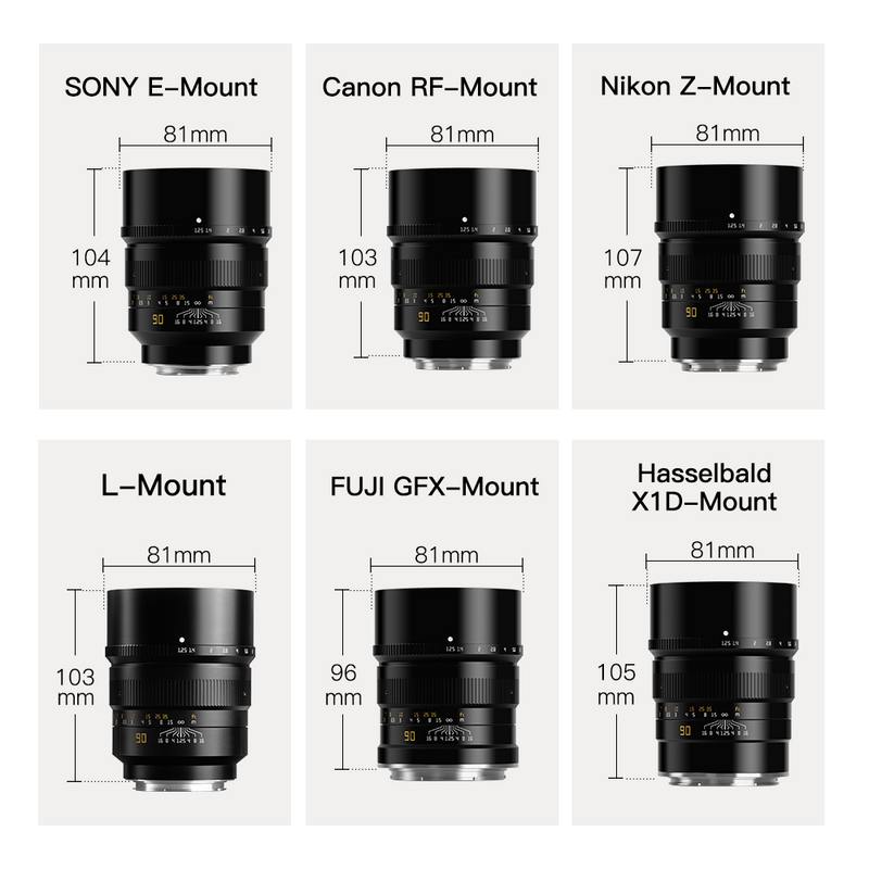 TTArtisan 90mm f/1.25 FF Entfernungsmesserobjektiv für Fuji GFX Mount Kameras