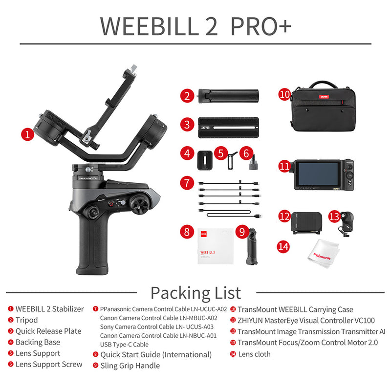 Zhiyun-Tech WEEBILL-2 3-Achsen-Gimbal-Stabilisator mit rotierendem Touchscreen, 2021 neue Version