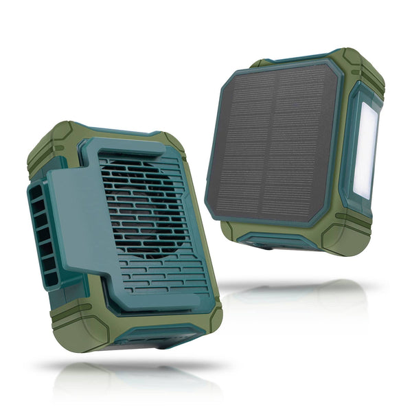 PERGEAR Tragbarer 10000-mAh-Lüfter mit Taillenclip, unterstützt USB- und Solarladung