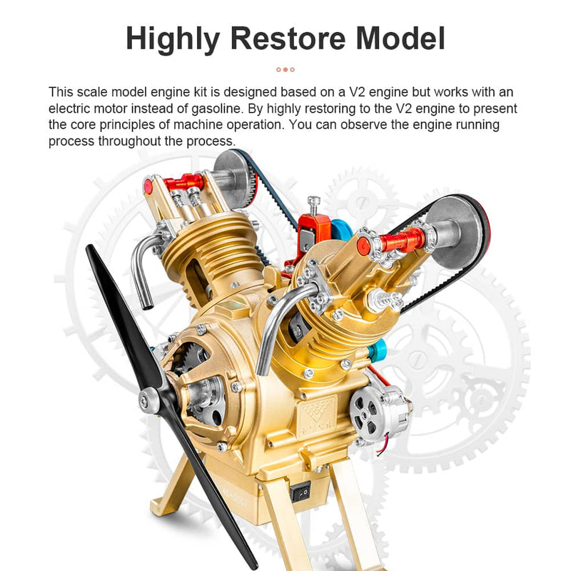 Teching V2 Zylinder Automotor Modellbausatz für Geschenk / Spielzeug –  Pergear-DE