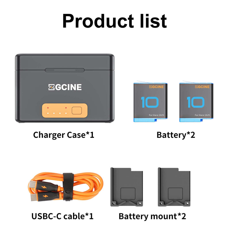 ZGCINE G10 Mini Kabelloses Ladecase für Gopro Hero 10 Hero 9/8/7/6/5 Akku